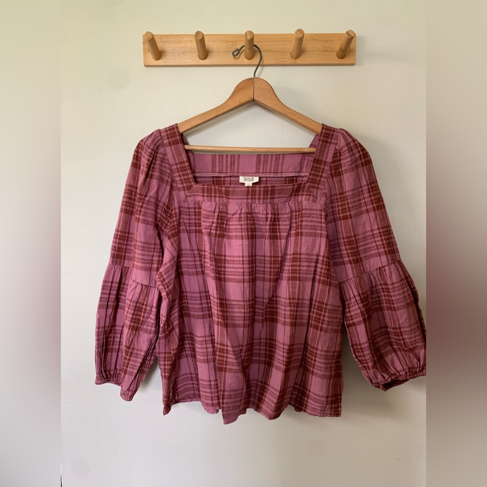 a.n.a. Pink puff sleeve shirt